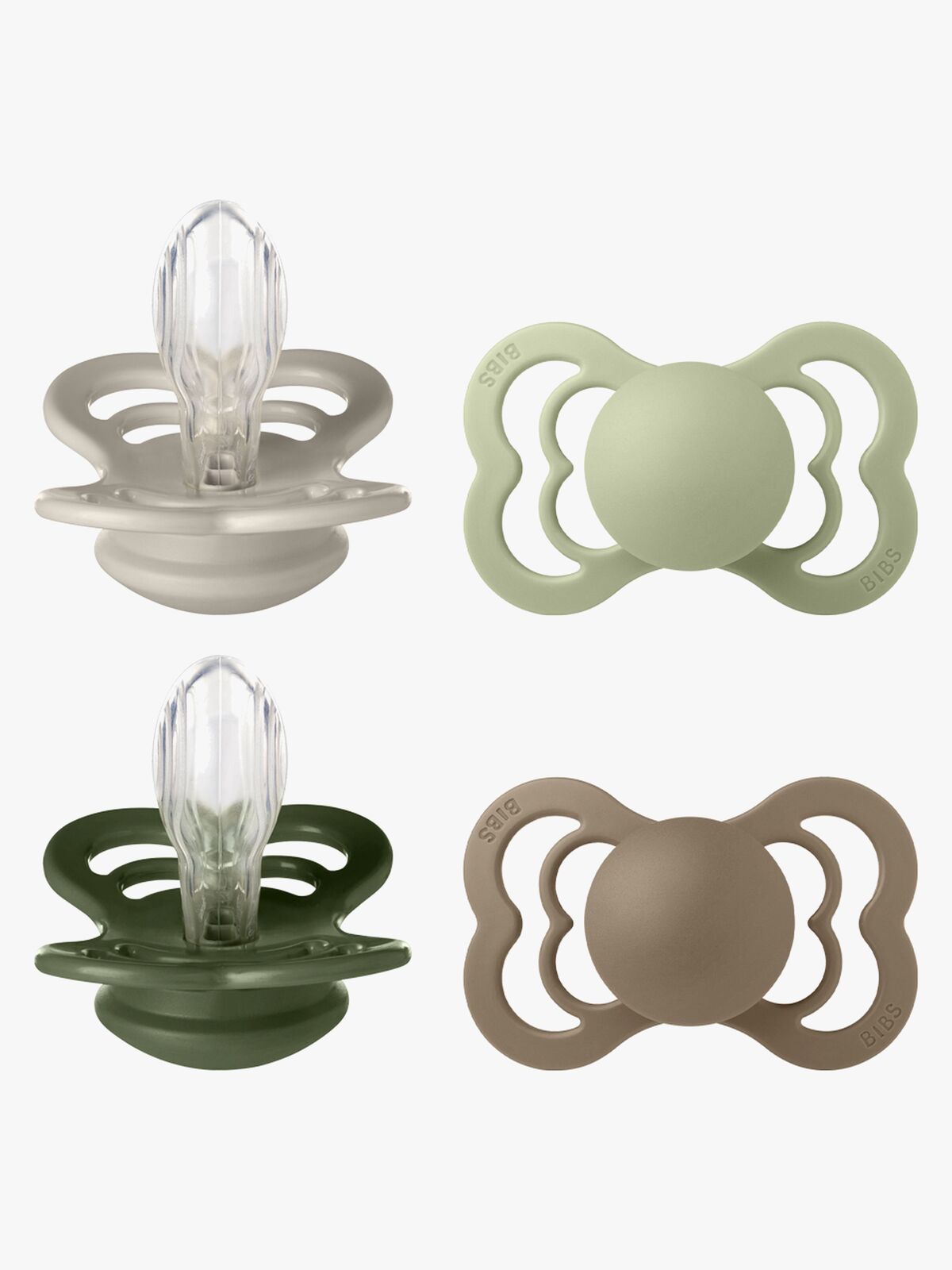 BIBS Supreme Smokk 4-Pakk Silikon Stl 2, Sand/Sage/Huntergreen/Dark Oak