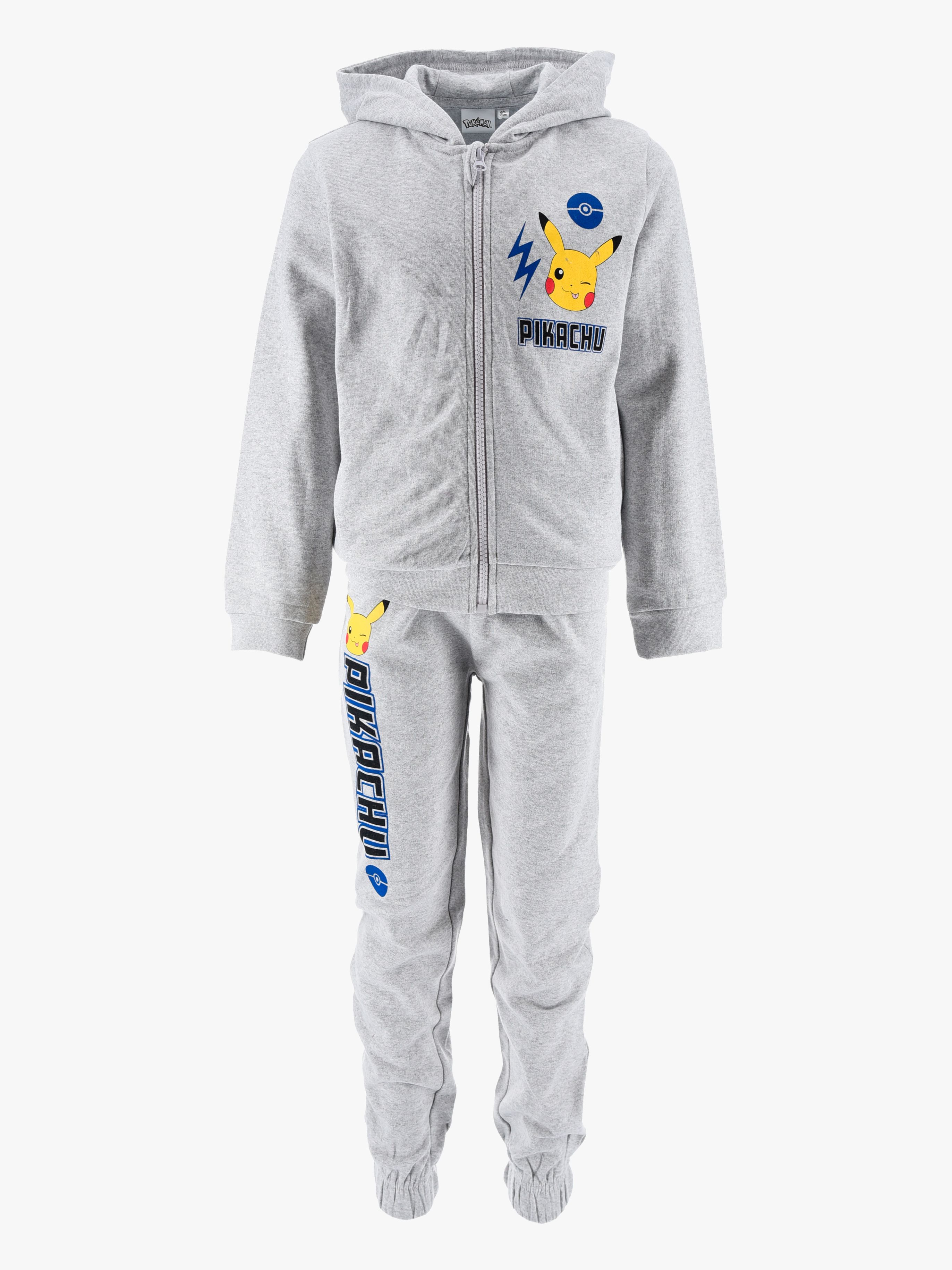Pokémon Zip Hettegenser & Bukser Sett, Lysegrå, 110-116 - Kles & Gavesett - Bomull,Polyester