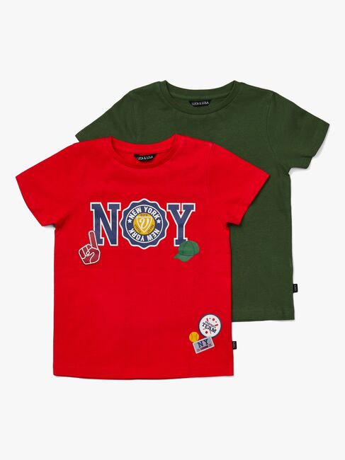 Luca & Lola San Marino T-Shirt 2-pack, Red/Army Green
