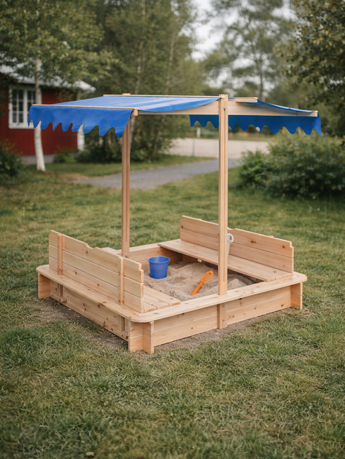 Woodlii Sandkasse med Tak og Benk, Nature