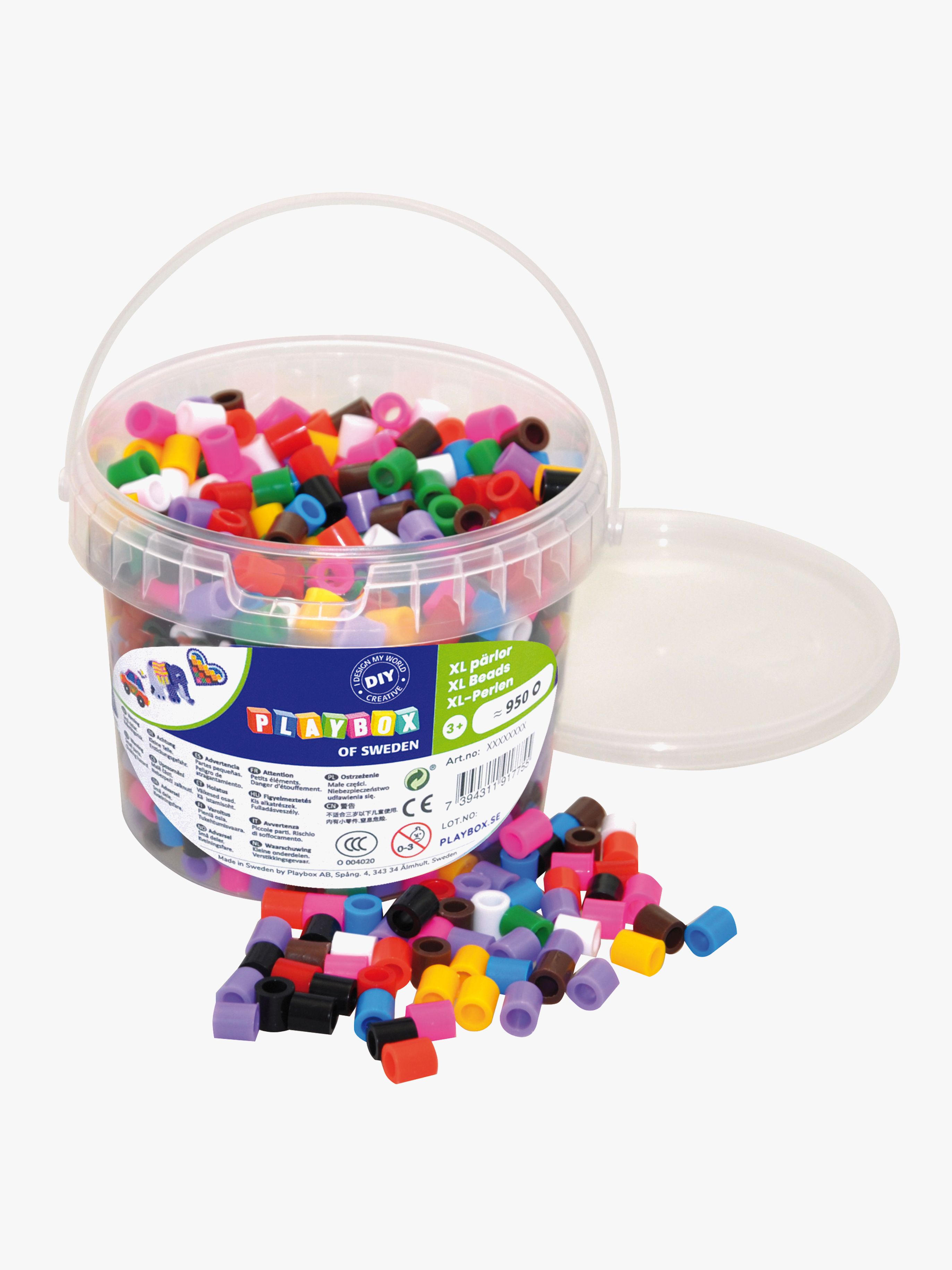 Playbox Rørperler XL 10 Farger I Bøtte 950 Stk - Perler & Perlebrett