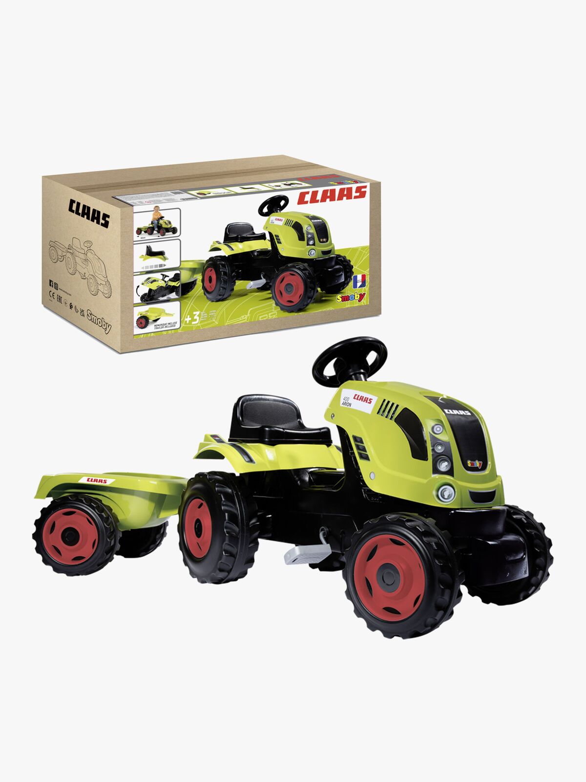Smoby Claas Farmer Traktor Med Tilhenger XL
