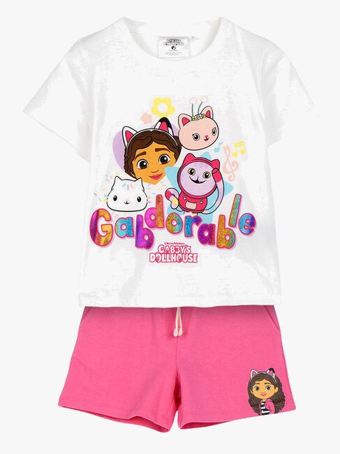 Gabby's Dollhouse T-skjorte & Shorts Sett, Hvit/Rosa