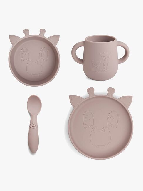 nuuroo Lykke Giraff Tallerkensett 4-pack Silikon, Woodrose