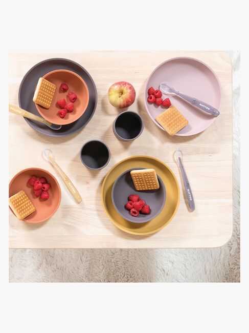 Nattou Soft Silicone Matsett 4 deler, Sennep/Terracotta