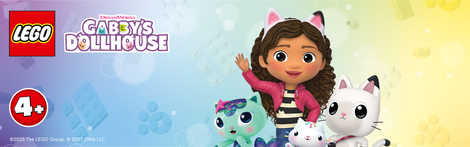 LEGO-sett med jente og katter i Gabby's Dollhouse.