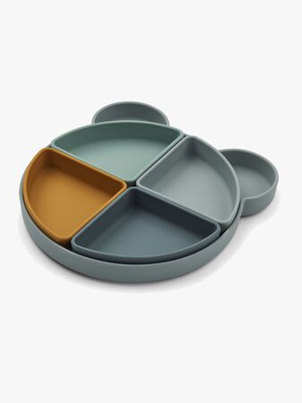 LIEWOOD Arne Delt Tallerken Silikon, Mr Bear Blue Fog Multi Mix