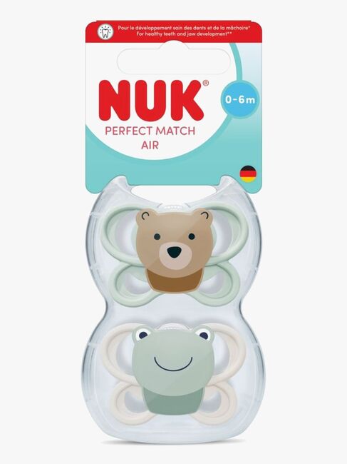 NUK Perfect Match Air Smokk 2-Pakk Str 1, Bear/Frog