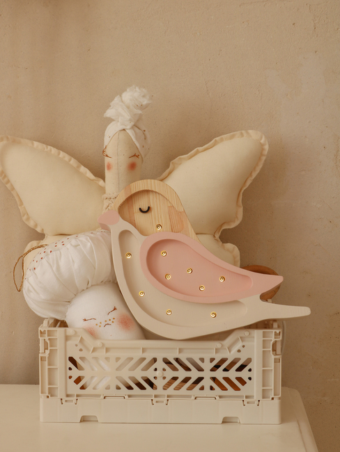 Little Lights Mini Lampe Fugl, Strawberry Cream