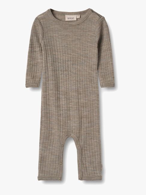 Wheat Frankie Jumpsuit Merinoull, Khaki Melange