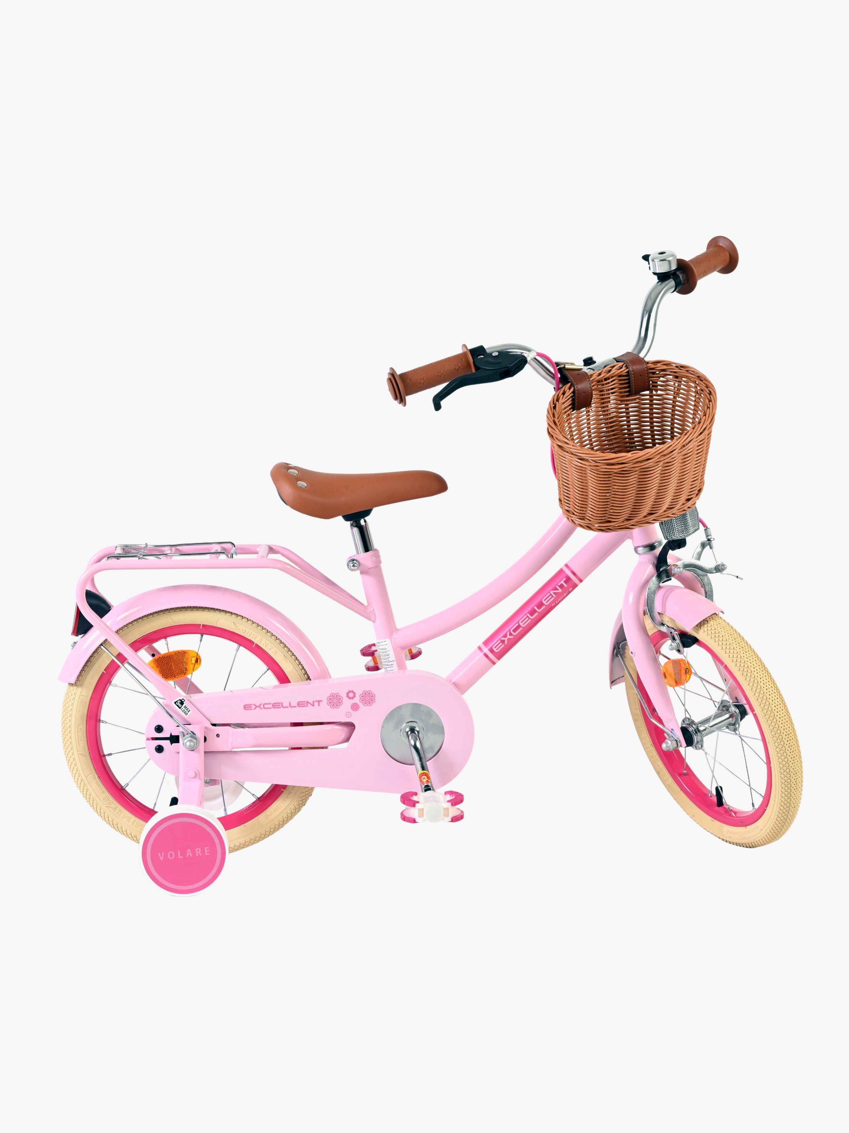 Volare Excellent Sykkel med Kurv 14 Tommer, Rosa - Barnesykler - Metall,Plast,Gummi