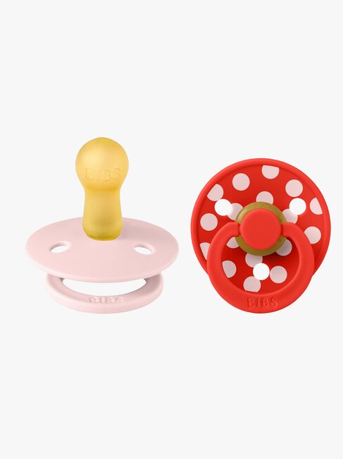BIBS Studio Colour Polka Smokk 2-Pakk Latex Str 2, Blossom/Candy Apple