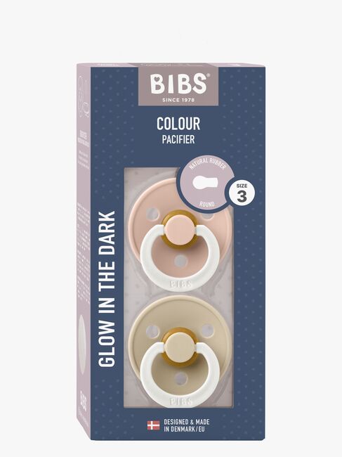 BIBS Colour Smokk 2-Pack Lateks Str 3 Rund, Blush GLOW/Vanilla GLOW