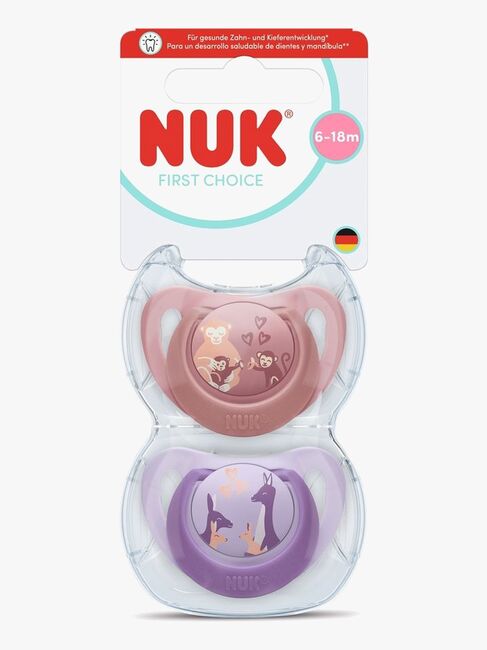 NUK First Choice Classic Smokk 2-Pakk Str 2, Monkey/Kangaroo