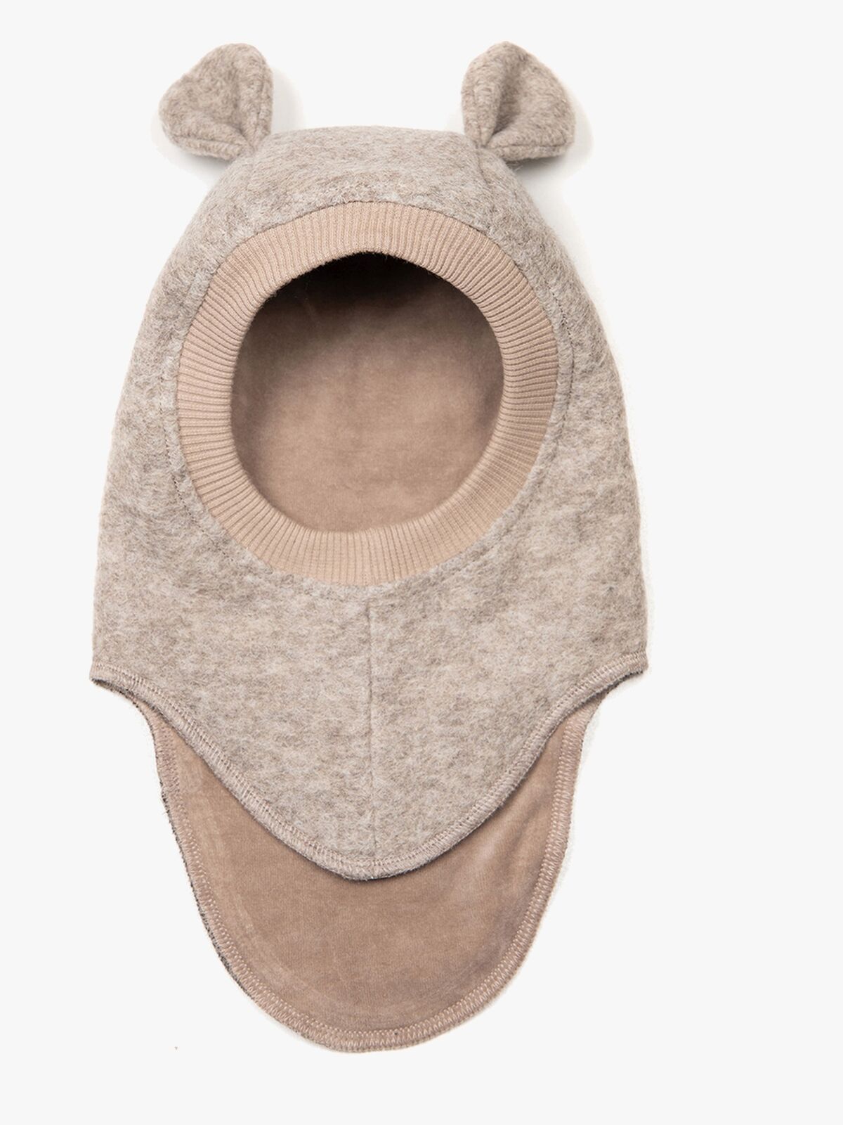 Huttelihut Balaklava Merinoull med Ører, Camel Melange