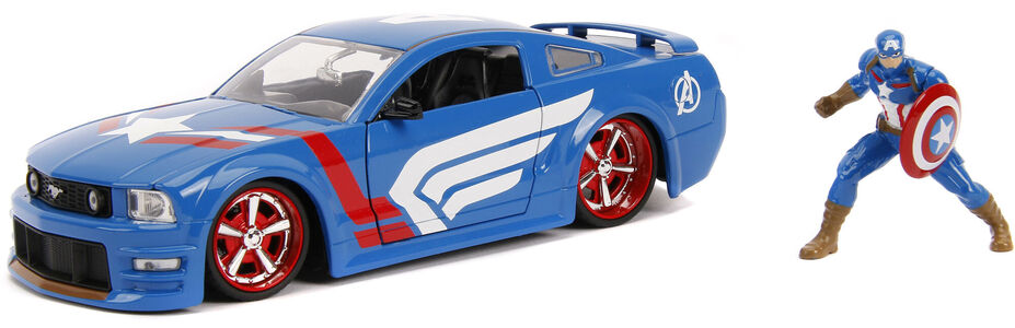 Jada Toys Marvel Bil med Figur Captain America & 2006 Ford Mustang GT 1:24