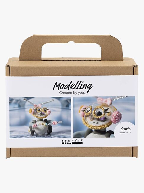 Creativ Company Hobbysett Mini Lufttørkende Leire Robot, Grå/Rosa