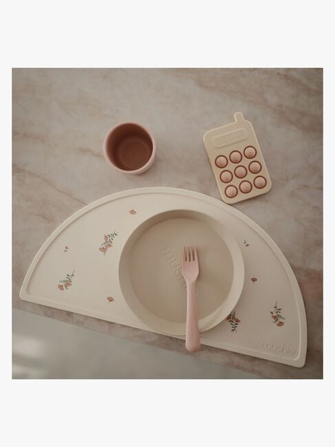 Mushie Underlegg Silikon, Pink Flowers