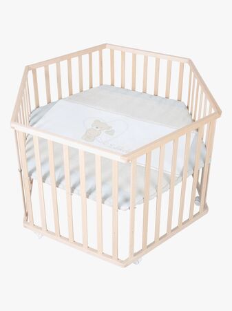 Roba Hexagon Lekegrind med Hjul, Beloved Bear Natural Wood