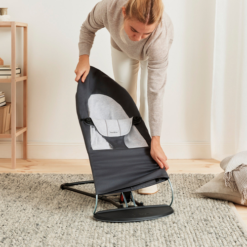 BabyBjörn Balance Soft Vippestol Vevet Jerseystoff, Mørkegrå/Grå
