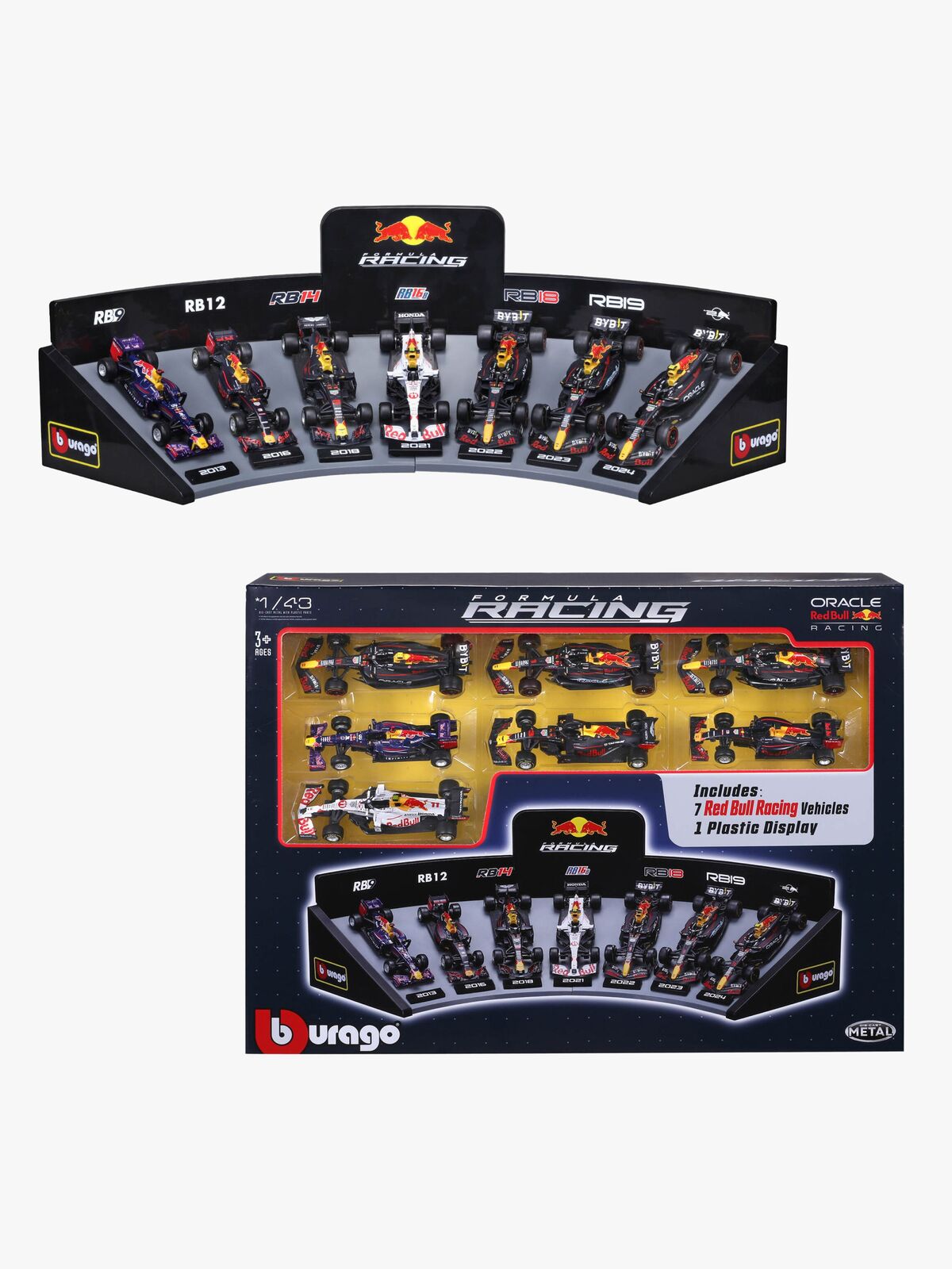 Bburago F1 Red Bull Deluxe Gavesett med Biler & Display 1:43