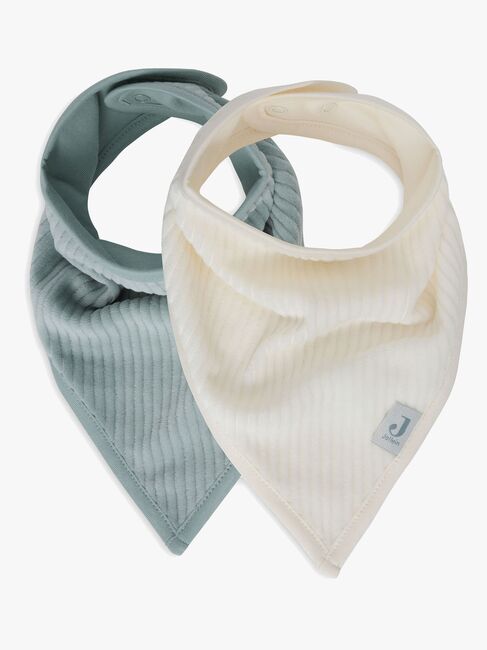 Jollein Velvet Rib Bandana Tøysmekker 2-Pakk, Sea Green/Ivory