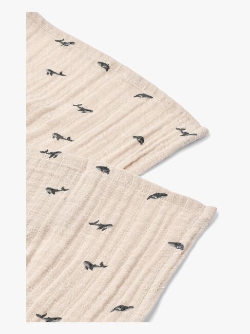 LIEWOOD Lewis Musselinteppe 2-Pakk, Mini Whale/Sandy