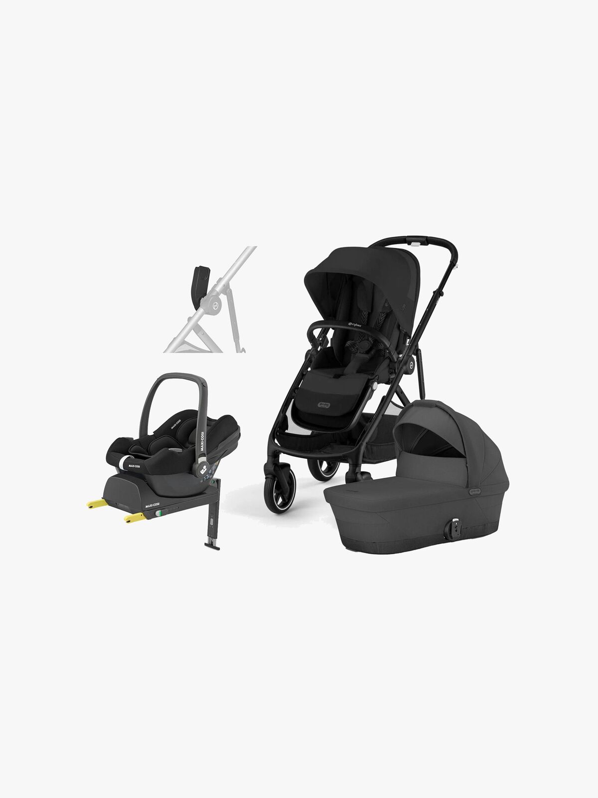 Cybex GAZELLE S Duovogn inkl. Maxi-Cosi CabrioFix & Base, Moon Black/Black