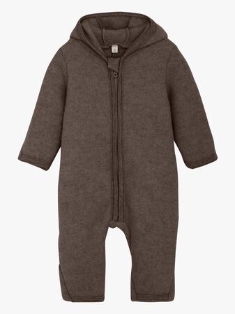 Huttelihut Vinterdress Merinoull med Ører, Brown Melange