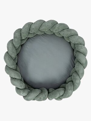 MeowBaby Aesthetic Babynest med Flettet Beskyttelse & Leketeppe, Olive Green