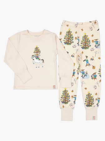 Geggamoja  Todelt Julepysjamas Pippi Langstrømpe, Beige
