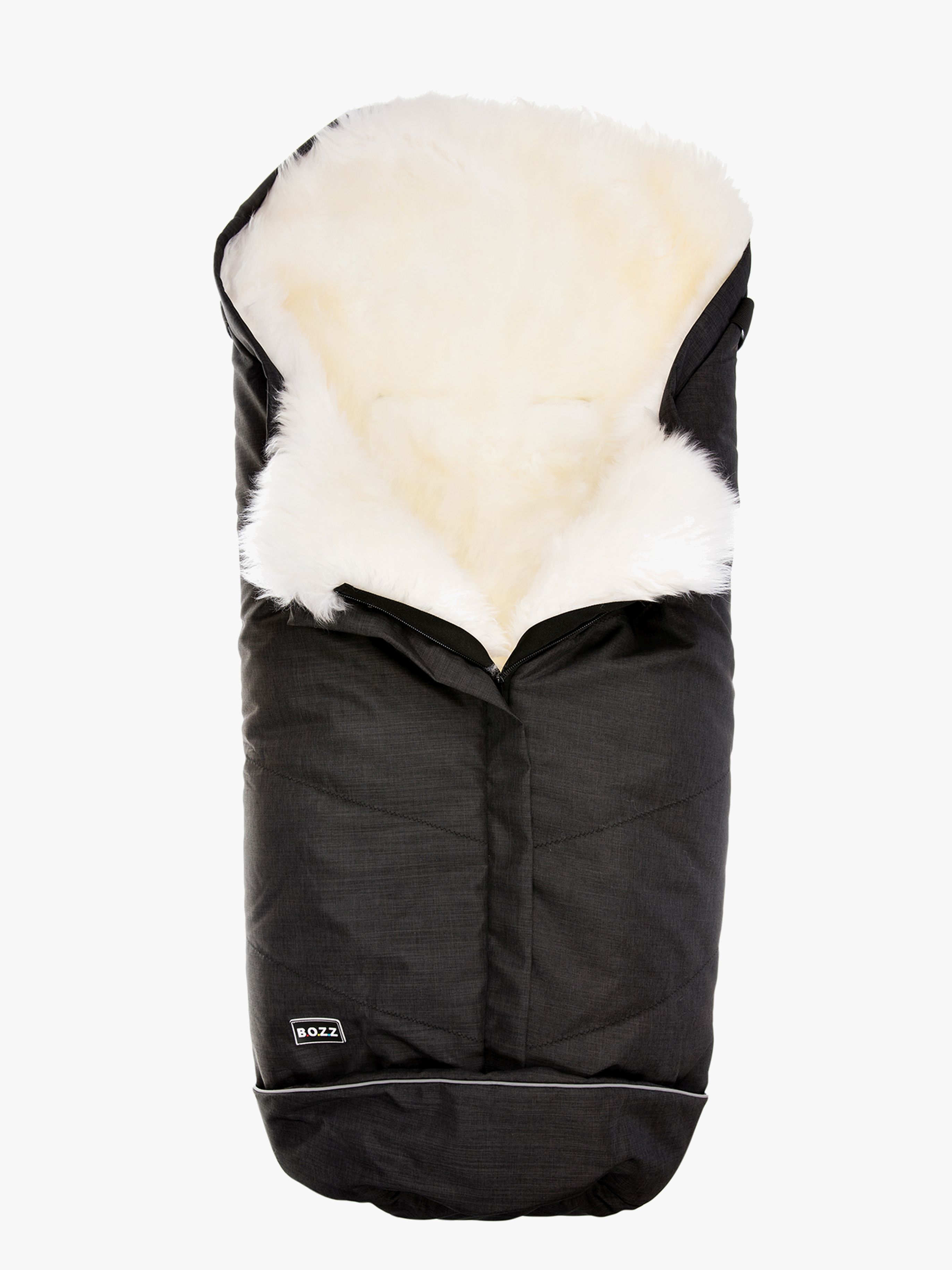 Bozz Lammeskinnspose Langhåret, Black Melange/White - Lammeskinnsposer - Nylon