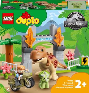 LEGO DUPLO Jurassic World 10939 T. rex og Triceratops rømmer