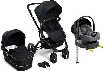 Beemoo Move Duo Duovogn Inkl. Beemoo Route i-Size Babybilstol & Base, Black/Mineral Grey