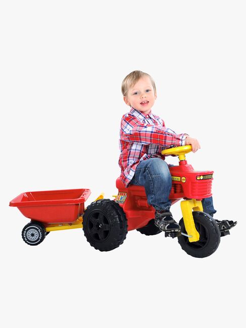 Plasto Trampetraktor Med Tilhenger, Rød