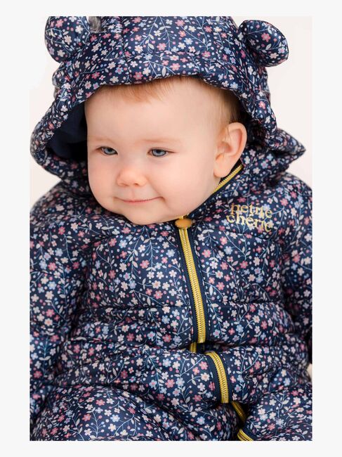Petite Chérie Atelier Elise Vinterdress Baby, Navy Flower