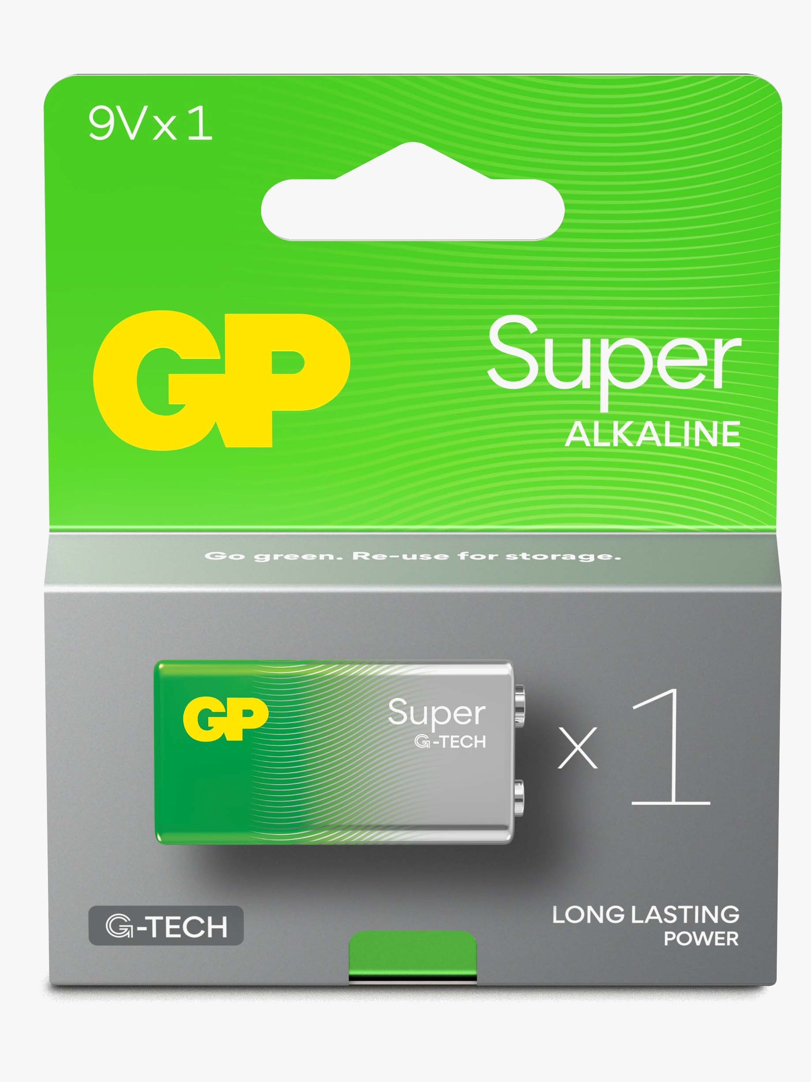 GP Super Alkaline G-TECH 9V Batteri 1-Pack - Tilbehør - Metall