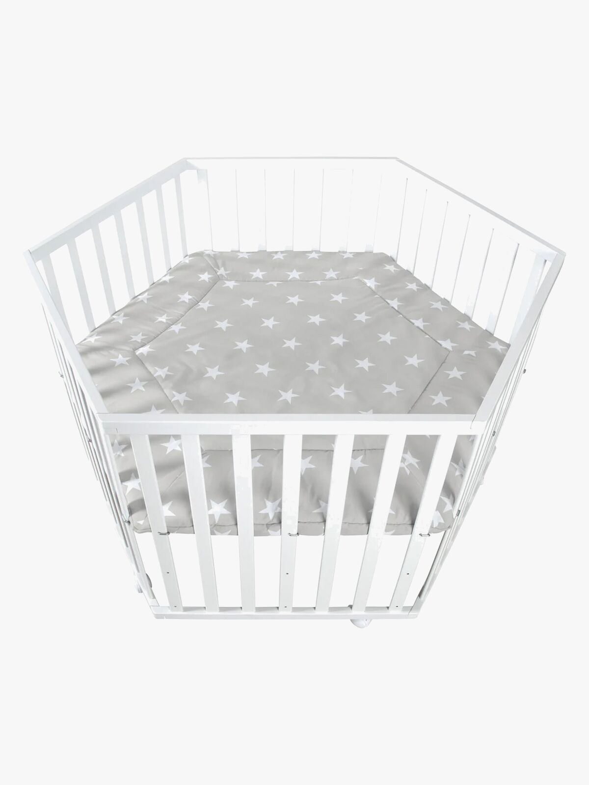 Roba Hexagon Lekegrind med Hjul, Little Stars White