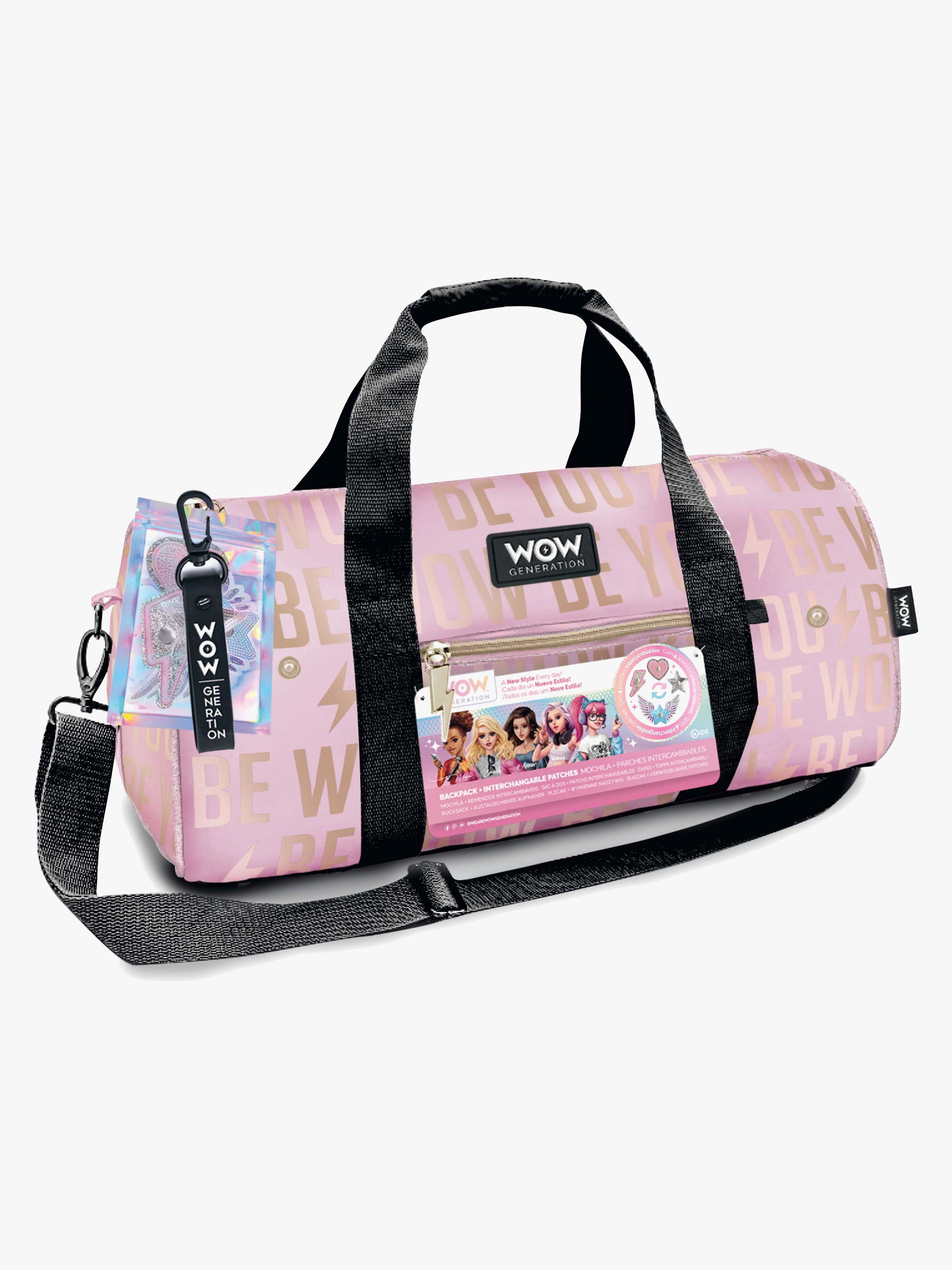 WOW Generation Duffelbag med Stoffmerker, Rosa - Treningsbager - Nylon