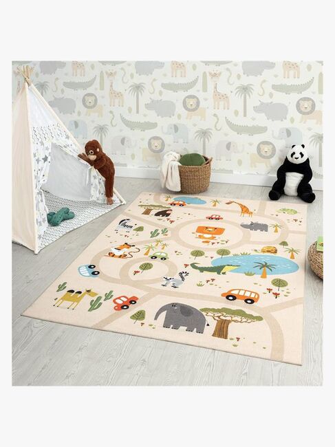 KMCarpets Play Animals Gulvteppe 80x150, Lin
