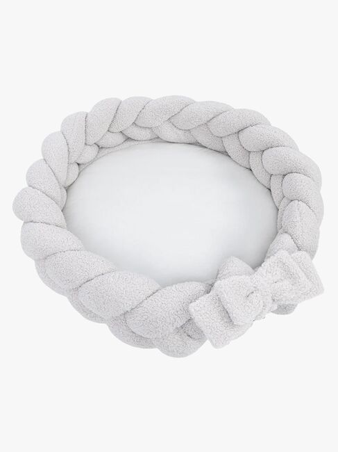 MeowBaby Bearly Babynest med Flettet Beskyttelse & Leketeppe, Offwhite