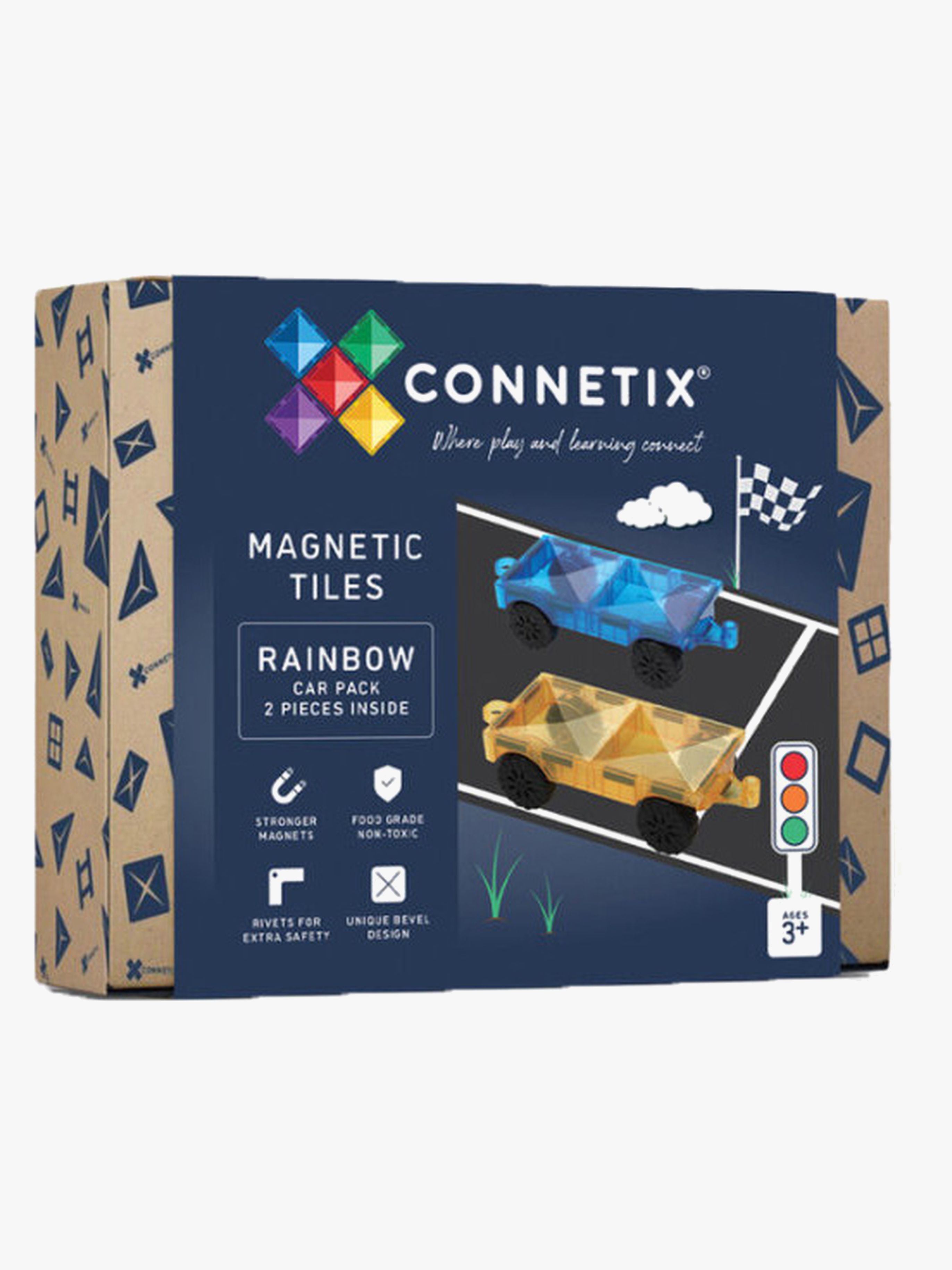 Connetix Rainbow Magnetiske Byggeklosser Bilpakke 2-Pakk - Magnetleker - Plast