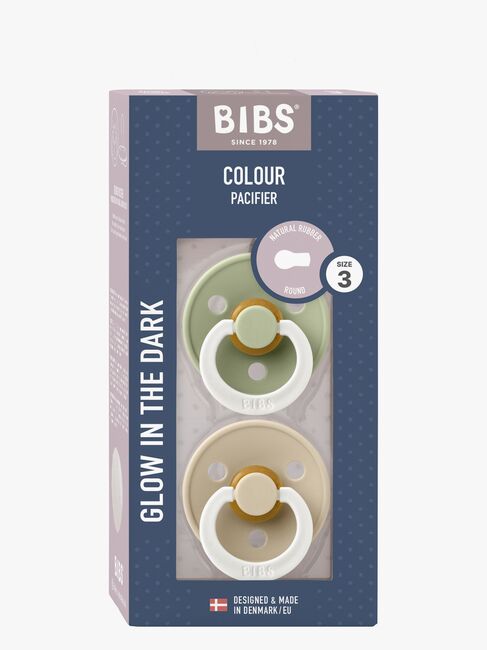 BIBS Colour Smokk 2-Pack Lateks Str 3 Rund, Sage GLOW/Vanilla GLOW