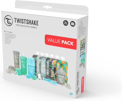 Twistshake Baby Bottle Kit, Blå/Grønn/Grå