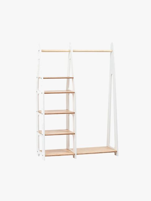 Duck Woodworks Knaggrekke med Hyller, Hvit