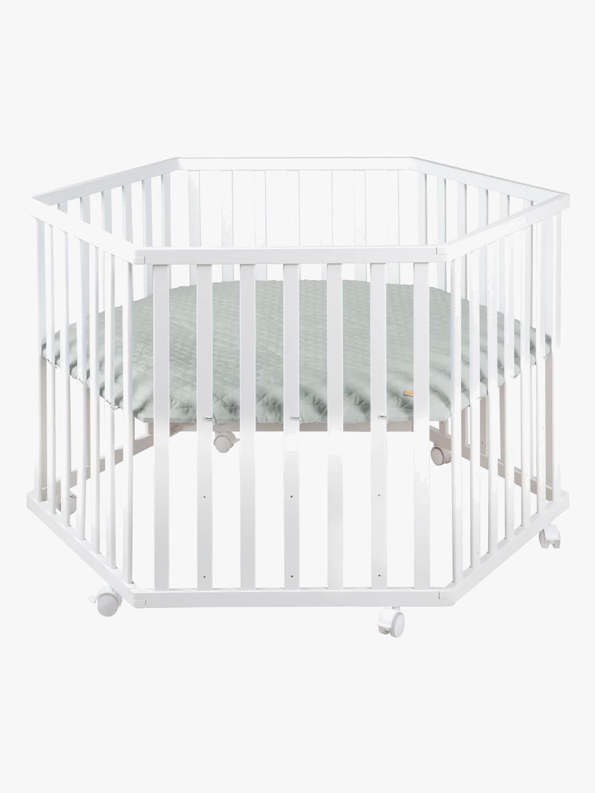 Roba Hexagon Lekegrind med Hjul, White & Green
