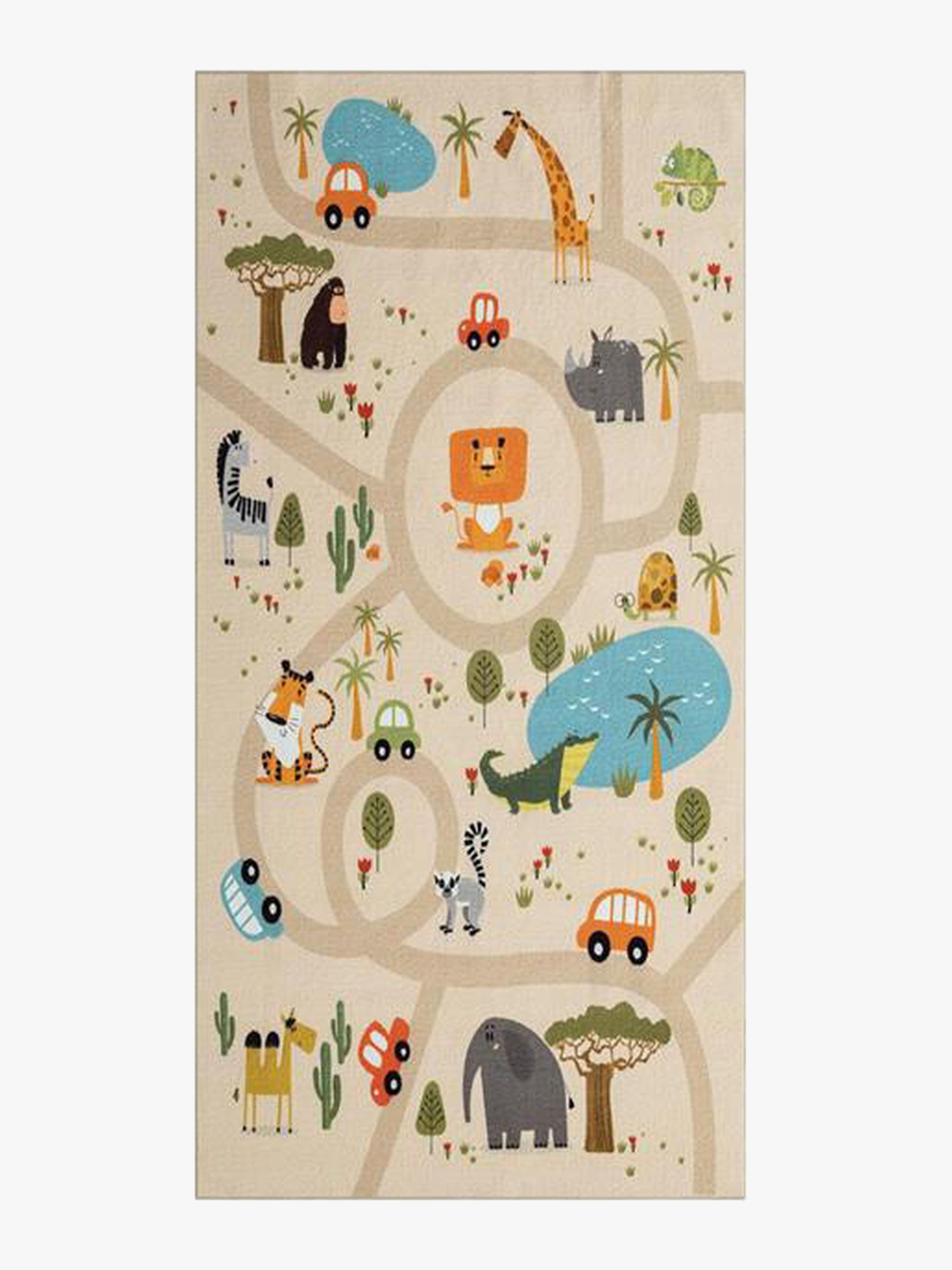 KMCarpets Play Animals Gulvteppe 80x150, Lin - Gulvtepper - Polyester