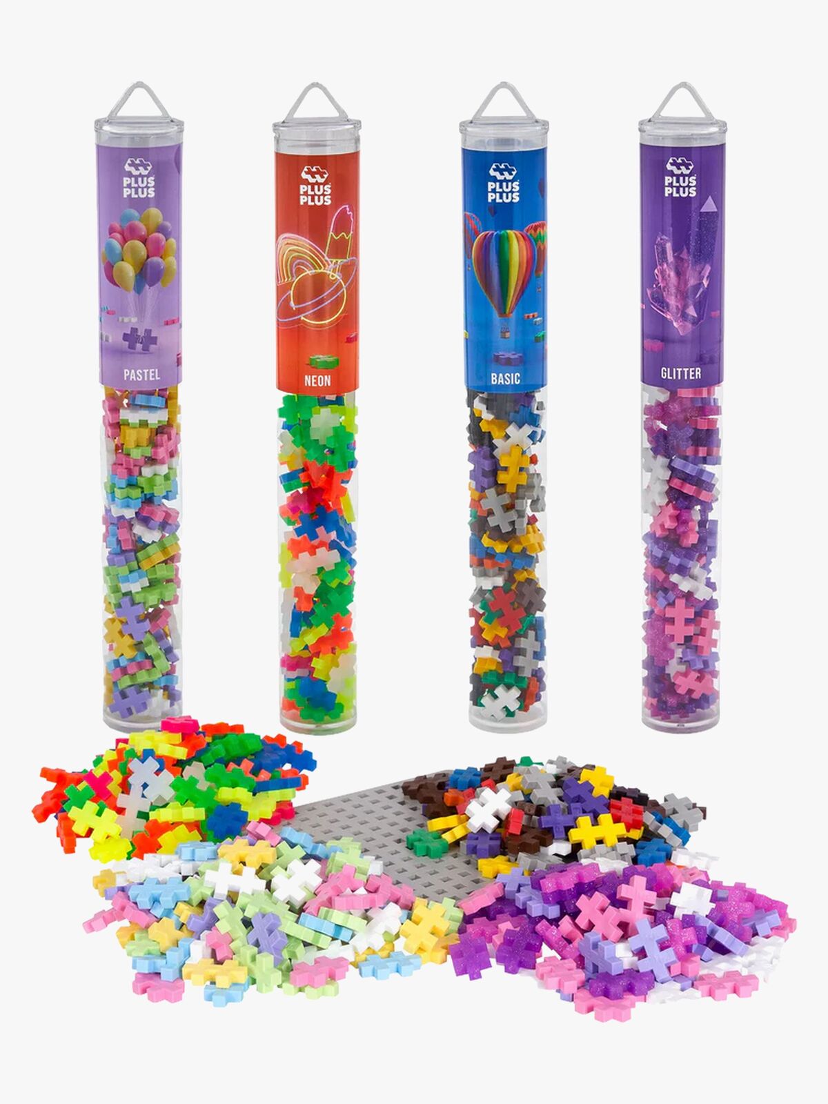 Plus-Plus Byggesett med Bunnplate & Tube Mix, 4x100 Deler