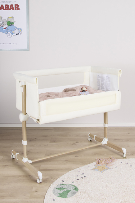 Beemoo CARE Calm Bedside Crib, Nature/White