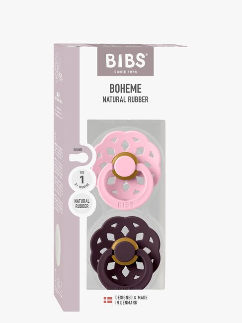 BIBS Boheme Smokk 2-Pakk Latex Str 1 Rund, Baby Pink/Plum
